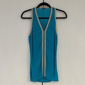 Naked Zebra Teal Tank Top with Beige Accents